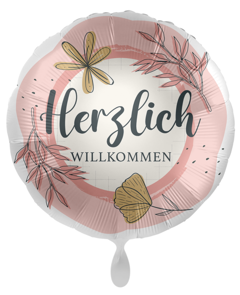 Folienballon - Herzlich Willkommen, rosa - ø 43cm
